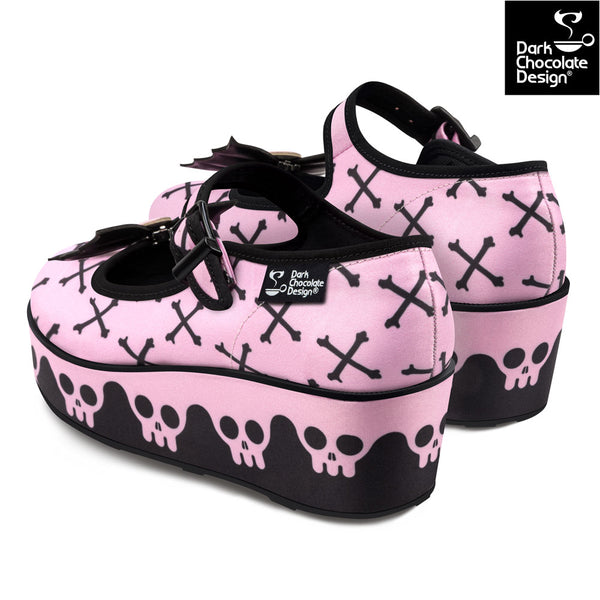 Chocolaticas® PINK BONES Femmes Mary Jane Plateforme