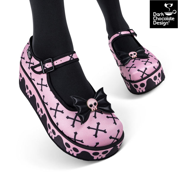 Chocolaticas® PINK BONES Femmes Mary Jane Plateforme