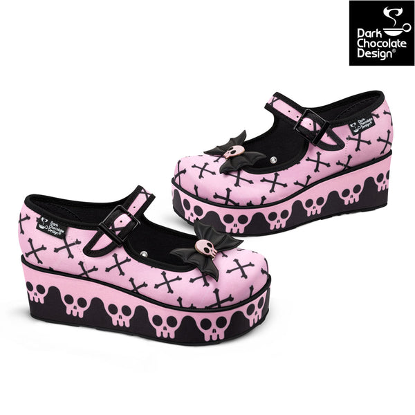 Chocolaticas® PINK BONES Femmes Mary Jane Plateforme