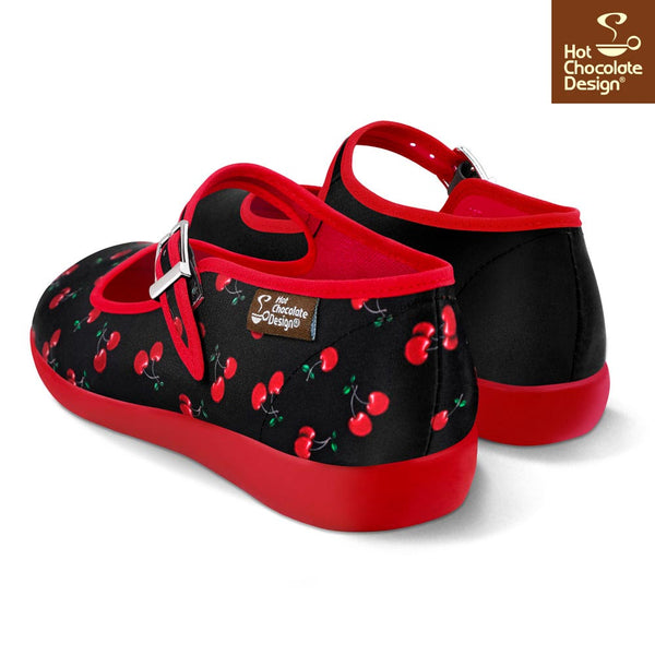 Chocolaticas® CHERRY BLACK Mary Jane pour femmes - Chaussure plate - Rétro éclectique