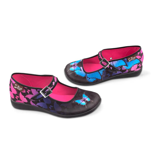 Chocolaticas® DARK BUTTERFLY Women's Mary Jane Flat - Retro Eclectic