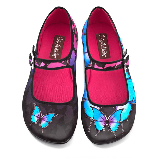 Chocolaticas® DARK BUTTERFLY Women's Mary Jane Flat - Retro Eclectic