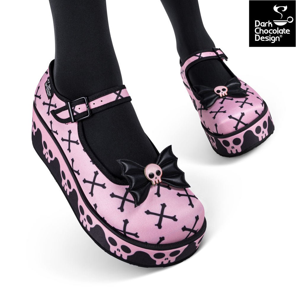Chocolaticas PINK BONES Women s Mary Jane Platform 5