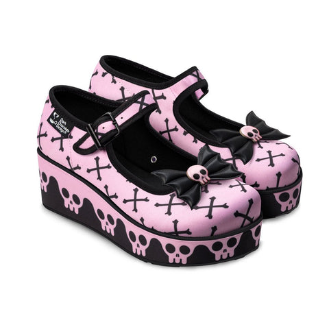 Chocolaticas® PINK BONES Women's Mary Jane Platform - Retro Eclectic