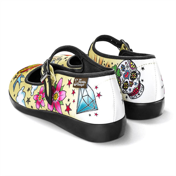 Chocolaticas® TATTOO Women's Mary Jane Flat - Retro Eclectic