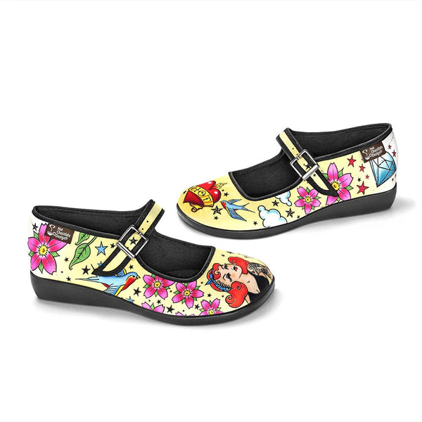 Chocolaticas® TATTOO Women's Mary Jane Flat - Retro Eclectic