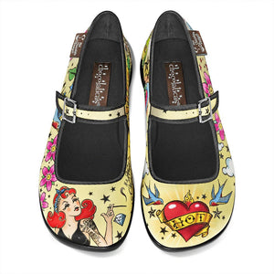 Chocolaticas® TATTOO Women's Mary Jane Flat - Retro Eclectic