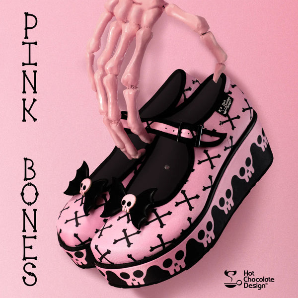 Chocolaticas® PINK BONES Femmes Mary Jane Plateforme